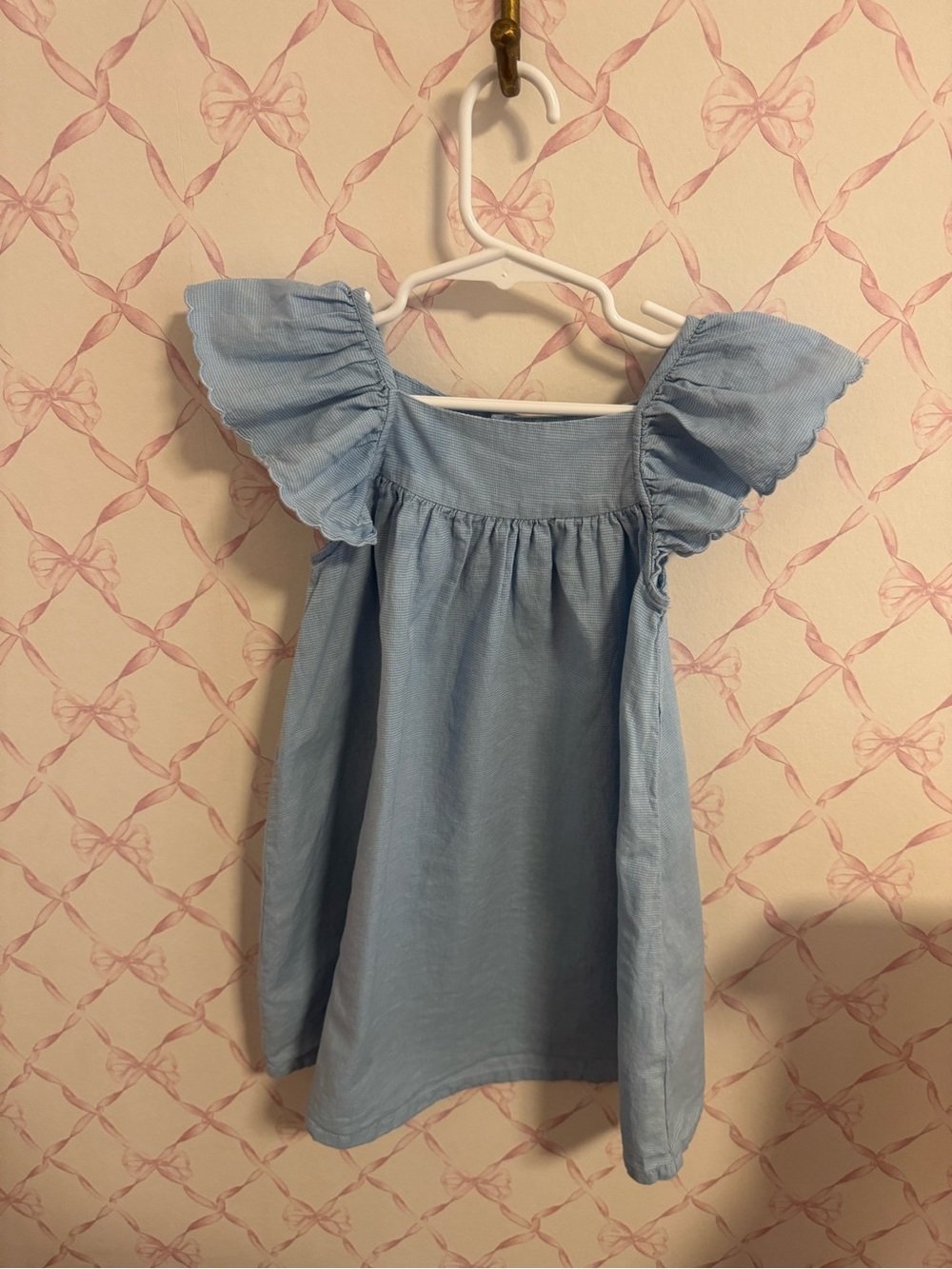 Edgehill Collection Light Blue Flutter-Sleeve Girls Dress